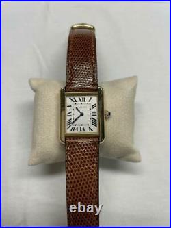 Cartier Watch Tank Solo SM K18YG SS Yellow Gold Brown Quartz Silver withcase