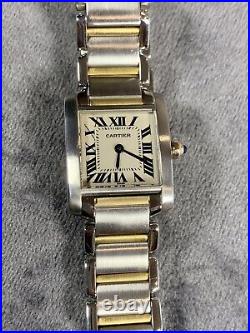 Cartier tank francaise watch model 2300 ladies steel & 18ct gold
