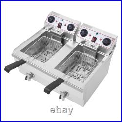 Commercial 10L/20L Electric Deep Fryer Fat Chip Single Dual Tank Stainless Steel