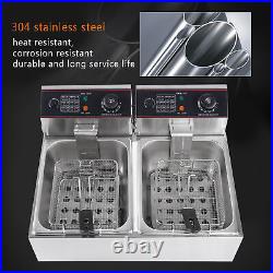 Commercial 12L 4400W Electric Deep Fryer Fat Chip Double Tank Stainless Steel