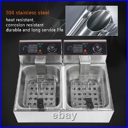 Commercial 12L Stainless Steel Double Tank Electric Deep Fat Fryer Chicken Set