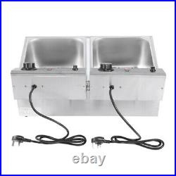 Commercial 12L Stainless Steel Electric Deep Fat Chip Fryer Dual Tank Basket