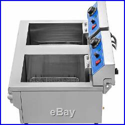 Commercial 20L Stainless Steel Electric Deep Fryer Fat Chip 2 Tank Kitchen 6000W