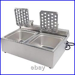Commercial Deep Fryer Stainless Steel Electric Fryer Dual Tank 20L 3000Wx2 with