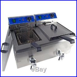 Commercial Electric 20L Deep Fat Fryer Double Tank Twin Frying Basket for Chips
