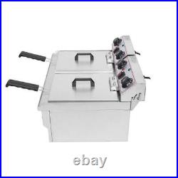 Commercial Electric Deep Fat Chip Fryer Frying Twin Tank Stainless Steel 24L