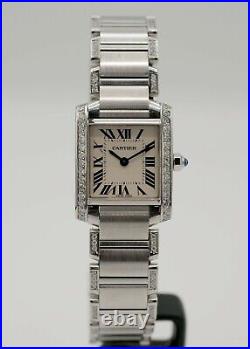Diamonds Cartier Ladies Watch Tank Francaise 2384 Stainless Steel