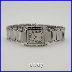 Diamonds Cartier Ladies Watch Tank Francaise 2384 Stainless Steel