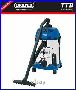 Draper Wet and Dry Vacuum Cleaner with Stainless Steel Tank, 30L, 1600W 20523