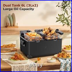 Dual Tank Deep Fat Fryer with Viewing Window, 6 Litres