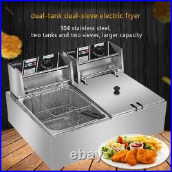 Electric Deep Fat Fryer Double Tank Commercial Stainless Steel Chip Fryer Basket