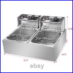Electric Deep Fat Fryer Double Tank Commercial Stainless Steel Chip Fryer Basket