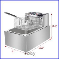 Electric Deep Fryer 2500W Stainless Steel Fat Chip Single Dual Tank Commercial