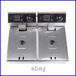 Electric Deep Fryer Dual Tank Stainless Steel 12L Commercial Restaurant UK