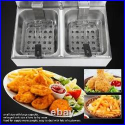 Electric Deep Fryer Fat Chip Frying Commercial Twin Tank Stainless Steel Basket