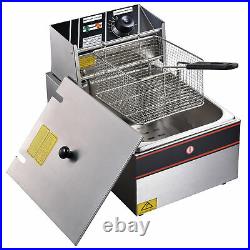 Electric Deep Fryer Stainless Steel Fat Chip Commercial Single Tank 10L 2500W