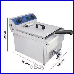 Electric Deep Fryer Stainless Steel Fat Chip Commercial Single Tank with Timer 10L