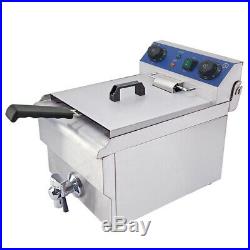 Electric Deep Fryer Stainless Steel Fat Chip Commercial Single Tank with Timer 10L