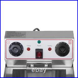 Electric Deep Fryer Stainless Steel Fat Chip Commercial Single Tank with Timer 12L