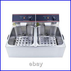 Electric Fryer Deep Fat Fryer Double Tank Commercial Stainless Steel Chip Basket