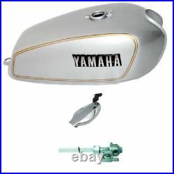 Fuel Petrol Tank With Side Panel Lid Cap Tap Silver Steel For Yamaha Rx100 Rx125