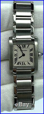 GORGEOUS CARTIER LADIES STAINLESS STEEL TANK FRANCAISE WATCH 2384 With BOX