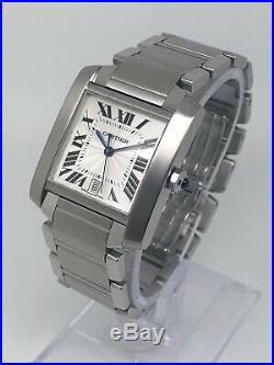 Gents Cartier Tank Française Automatic Stainless Steel Silver Guilloche 2302