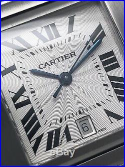Gents Cartier Tank Française Automatic Stainless Steel Silver Guilloche 2302
