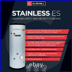 Gledhill ES 120L DIRECT Unvented Hot Water Cylinder Stainless Steel 120 Litre
