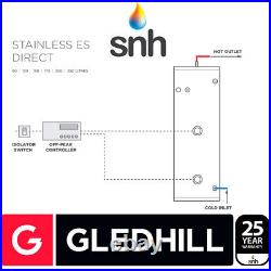 Gledhill ES 250L Direct Unvented Hot Water Cylinder Stainless Steel