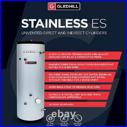 Gledhill ES 90L DIRECT Unvented Hot Water Cylinder Stainless Steel 90 Litre