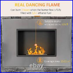 HOMCOM Wall Mounting Bio Ethanol Fireplace Heater with 1.5L Tank, Silver