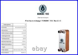 Heat Exchanger stainless steel 65kW BA 12-30, 4x 3/4 tapings