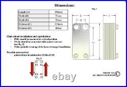 Heat Exchanger stainless steel 65kW BA 12-30, 4x 3/4 tapings
