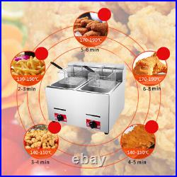 LPG 6L Commercial Gas Fryer Stainless Steel Catering Frying Tool Double Tank New