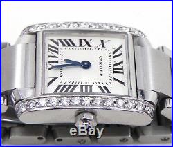 Ladies Cartier Tank Francaise 2384 S. S. Diamonds Bezel Watch