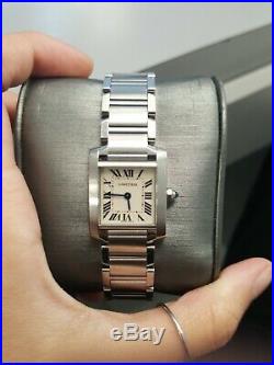Ladies Cartier Tank Francaise 2384 Stainless Steel Off-White Dial Quartz Watch