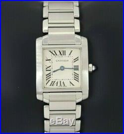 Ladies Cartier Tank Francaise 2384 Stainless Steel Off-White Dial Quartz Watch