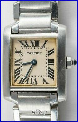 Ladies Cartier Tank Française Stainless Roman Swiss Quartz Watch 2384 CC707133