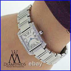 Ladies Cartier Tank W51008Q3 with Diamonds Stainless Steel Watch
