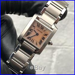 Ladies Stainless Steel Cartier Tank Francaise With Pink Mother Of Peal Dial