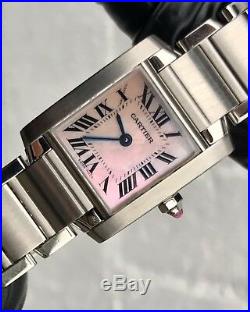 Ladies Stainless Steel Cartier Tank Francaise With Pink Mother Of Peal Dial