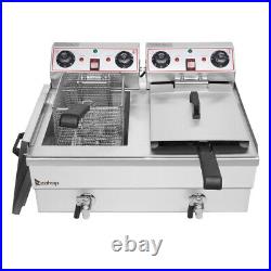 Large Capacity Stainless Steel Double Tank Deep Fryer 6000W 24.9QT / 23.6L