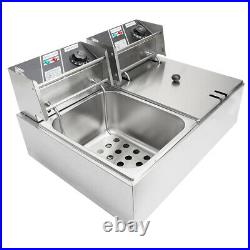 Large Commercial Electric Deep Fryer Fat Chip Dual Tank Stainless Steel 20L UK