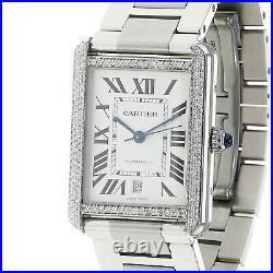 Mens Cartier Tank Solo Watch XL Stainless Steel 31x41mm Automatic Date with BOX