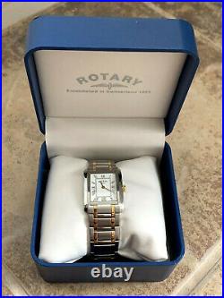 Mens Rotary GB02243/01 Stainless Steel & Gold Plated Quartz Battery Tank Watch