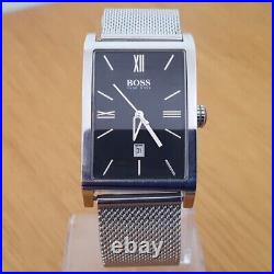 Mens XL Steel Mesh Bracelet Classic Tank-style Hugo Boss Analog Gents Watch 2008