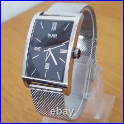 Mens XL Steel Mesh Bracelet Classic Tank-style Hugo Boss Analog Gents Watch 2008