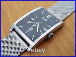 Mens XL Steel Mesh Bracelet Classic Tank-style Hugo Boss Analog Gents Watch 2008