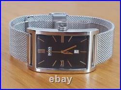 Mens XL Steel Mesh Bracelet Classic Tank-style Hugo Boss Analog Gents Watch 2008